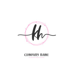 K H KH Initial handwriting and signature logo design with circle. Beautiful design handwritten logo for fashion, team, wedding, luxury logo.