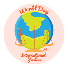 Vector illustration,banner or poster of world day for international justice. world day for international justice concept.