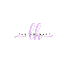 L H LH Initial handwriting and signature logo design with circle. Beautiful design handwritten logo for fashion, team, wedding, luxury logo.