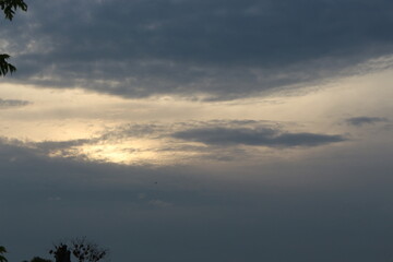 Sunset colored clouds in the sky