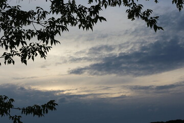 Sunset colored clouds in the sky