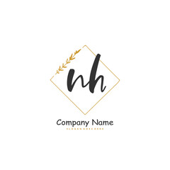 N H NH Initial handwriting and signature logo design with circle. Beautiful design handwritten logo for fashion, team, wedding, luxury logo.