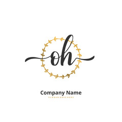 O H OH Initial handwriting and signature logo design with circle. Beautiful design handwritten logo for fashion, team, wedding, luxury logo.