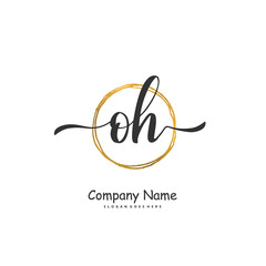 O H OH Initial handwriting and signature logo design with circle. Beautiful design handwritten logo for fashion, team, wedding, luxury logo.