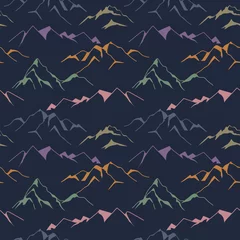 Keuken achterwand Landschap patronen Mountain seamless pattern at night in retro colors  © Iuliia Shkliar