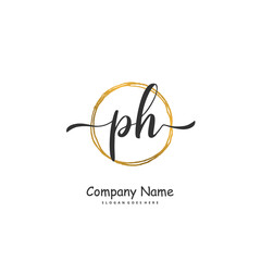 P H PH Initial handwriting and signature logo design with circle. Beautiful design handwritten logo for fashion, team, wedding, luxury logo.