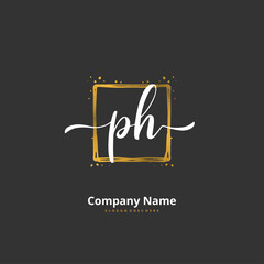 P H PH Initial handwriting and signature logo design with circle. Beautiful design handwritten logo for fashion, team, wedding, luxury logo.