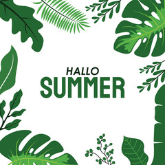 Natural background with tropical leaves summer