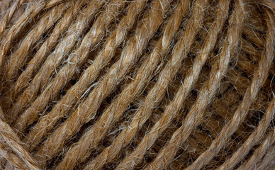 Ball of rope close-up. Macro, background.