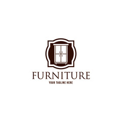 Furniture Logo Template. Simple minimalist furniture interior logo design with flat vector graphics 