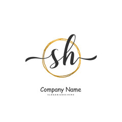 S H SH Initial handwriting and signature logo design with circle. Beautiful design handwritten logo for fashion, team, wedding, luxury logo.