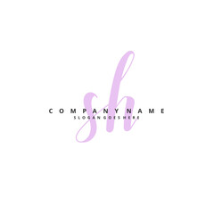 S H SH Initial handwriting and signature logo design with circle. Beautiful design handwritten logo for fashion, team, wedding, luxury logo.