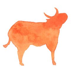 赤い牛のシルエット