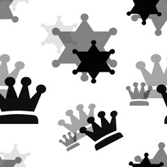 Black and gray crowns on a white background.Simple seamless pattern for fashion prints, textiles, wallpaper, patterns, covers, surfaces, gift wrapping, scrapbooking.