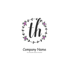T H TH Initial handwriting and signature logo design with circle. Beautiful design handwritten logo for fashion, team, wedding, luxury logo.