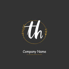 T H TH Initial handwriting and signature logo design with circle. Beautiful design handwritten logo for fashion, team, wedding, luxury logo.