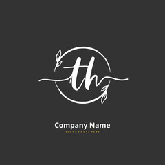T H TH Initial handwriting and signature logo design with circle. Beautiful design handwritten logo for fashion, team, wedding, luxury logo.