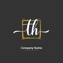 T H TH Initial handwriting and signature logo design with circle. Beautiful design handwritten logo for fashion, team, wedding, luxury logo.