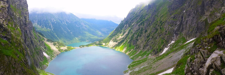 View from the top of Morskie Oko lakes in Poland - obrazy, fototapety, plakaty