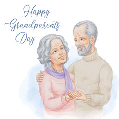 Grandparents Watercolor Illustration
