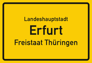 Ortstafel, Landeshauptstadt, Erfurt, Bundesland Freistaat Thüringen, (Symbolzeichnung)