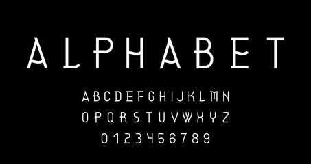 Abstract alphabet font. Modern typography type letters numbers. Simple creative uppercase typeface, vector illustration