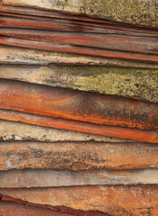 Stack of old roof tiles