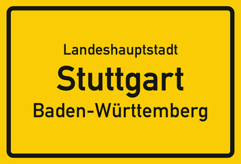 Ortstafel, Landeshauptstadt, Stuttgart, Bundesland, Baden-Württemberg, (Symbolzeichnung)