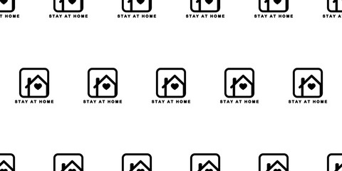 Health seamless pattern, Stay at home logo on white wallpaper. 