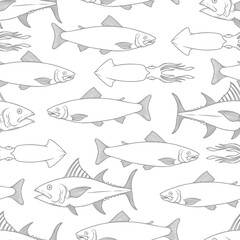 Seamless pattern with seafood. Design element for poster, card, banner, t shirt.