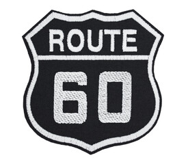 The embroidered patch. Attributes for bikers, rockers and metalheads. Road sign 
