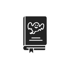 Horror book black glyph icon. A genre of speculative fiction which is intended to scare. Pictogram for web page, mobile app, promo. UI UX GUI design element