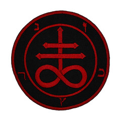 The embroidered patch. Attributes for bikers, rockers and metalheads. Alchemical symbol Sulfur Alchemical cross, Leviathan.