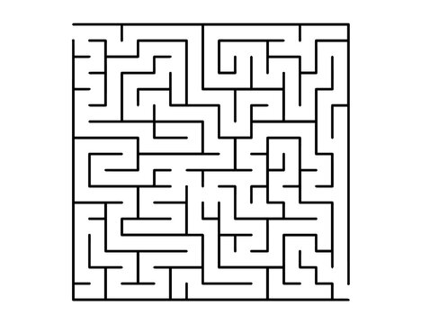 White vector pattern with a black labyrinth. Black and white maze in a simple style. Concept for pazzle, labyrinth books, magazines.