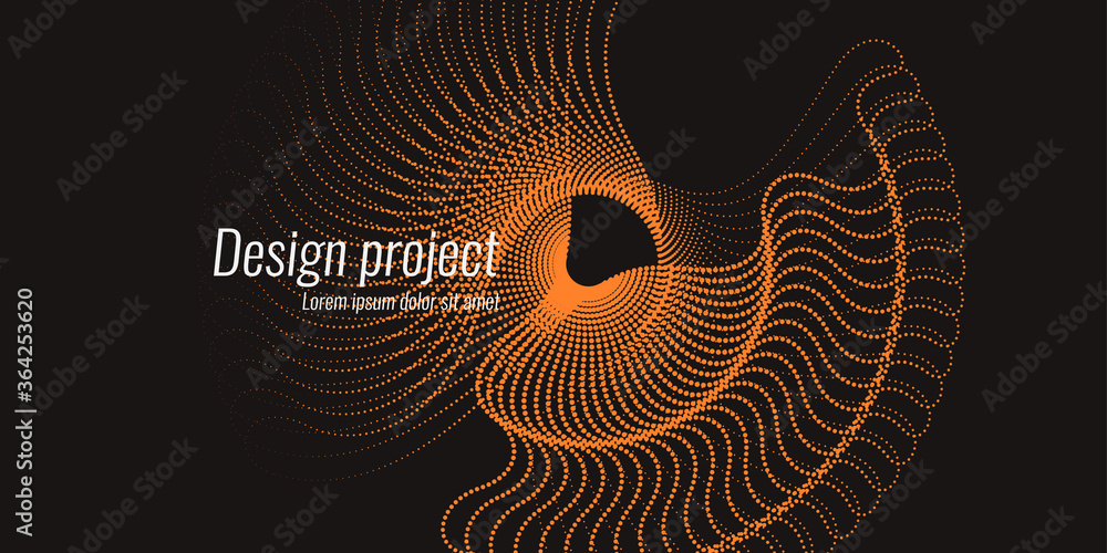 Poster vector abstract background with a colored dotted dynamic waves, line and particles.