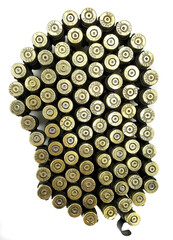 Bandolier from fired cartridge cases. Accessory for clothes. Informal clothes.