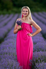 Young blondie in a lavender field