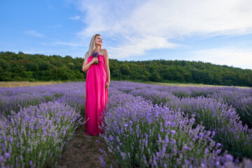 Young blondie in a lavender field