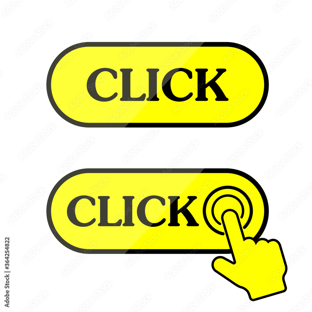 Poster hand click icon, click button vector flat style