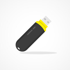 Flash drive flat icon with long shadow effect