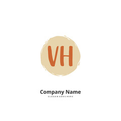 V H VH Initial handwriting and signature logo design with circle. Beautiful design handwritten logo for fashion, team, wedding, luxury logo.