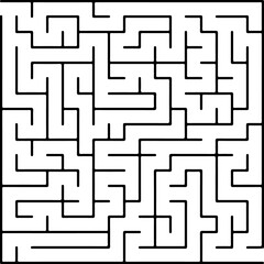 White vector background with a black maze. Maze design in a simple style on a white background. Concept for pazzle, labyrinth books, magazines.