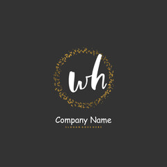 W H WH Initial handwriting and signature logo design with circle. Beautiful design handwritten logo for fashion, team, wedding, luxury logo.