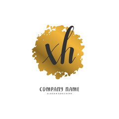 X H XH Initial handwriting and signature logo design with circle. Beautiful design handwritten logo for fashion, team, wedding, luxury logo.