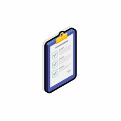 Checklist Isometric right view - Black Stroke+Shadow icon vector isometric. Flat style vector illustration.