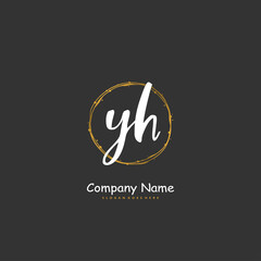Y H YH Initial handwriting and signature logo design with circle. Beautiful design handwritten logo for fashion, team, wedding, luxury logo.