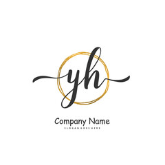 Y H YH Initial handwriting and signature logo design with circle. Beautiful design handwritten logo for fashion, team, wedding, luxury logo.