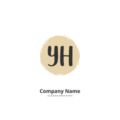 Y H YH Initial handwriting and signature logo design with circle. Beautiful design handwritten logo for fashion, team, wedding, luxury logo.