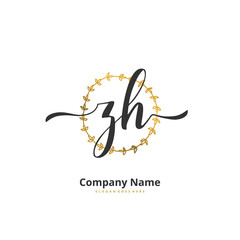 Z H ZH Initial handwriting and signature logo design with circle. Beautiful design handwritten logo for fashion, team, wedding, luxury logo.