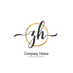 Z H ZH Initial handwriting and signature logo design with circle. Beautiful design handwritten logo for fashion, team, wedding, luxury logo.